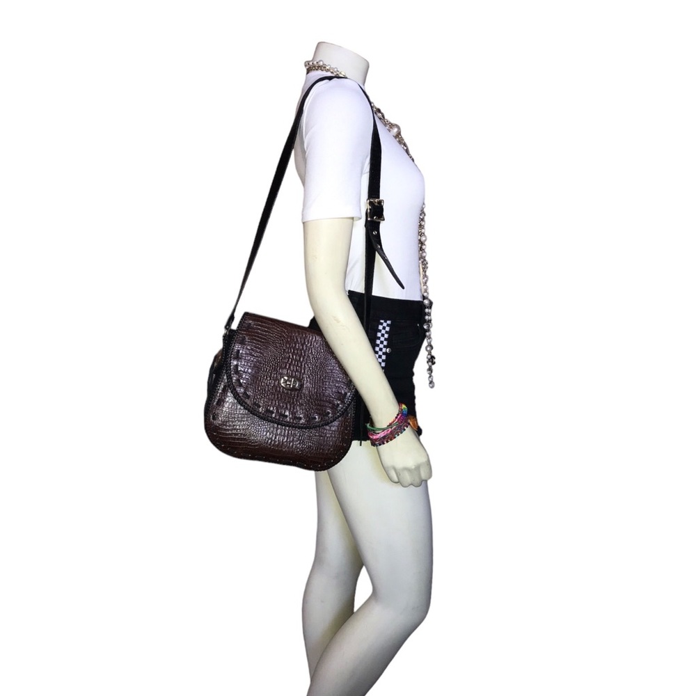 Vintage Crocodile Pattern Shoulder/ Crossbody Bag - image 1